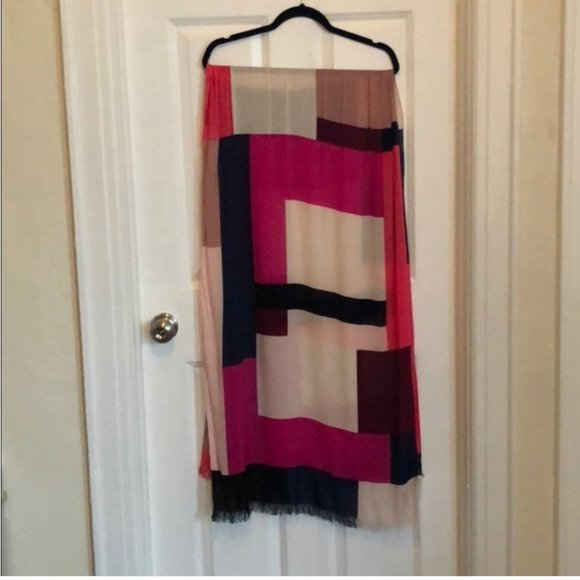 kate spade pink black white colorblock scarf nwot - Picture 1 of 8